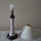 Extra bedside table lamp in earthenware and wooden base