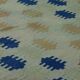 Grand vintage Turkish kilim in blue and ecru, 352 x 217 cm.