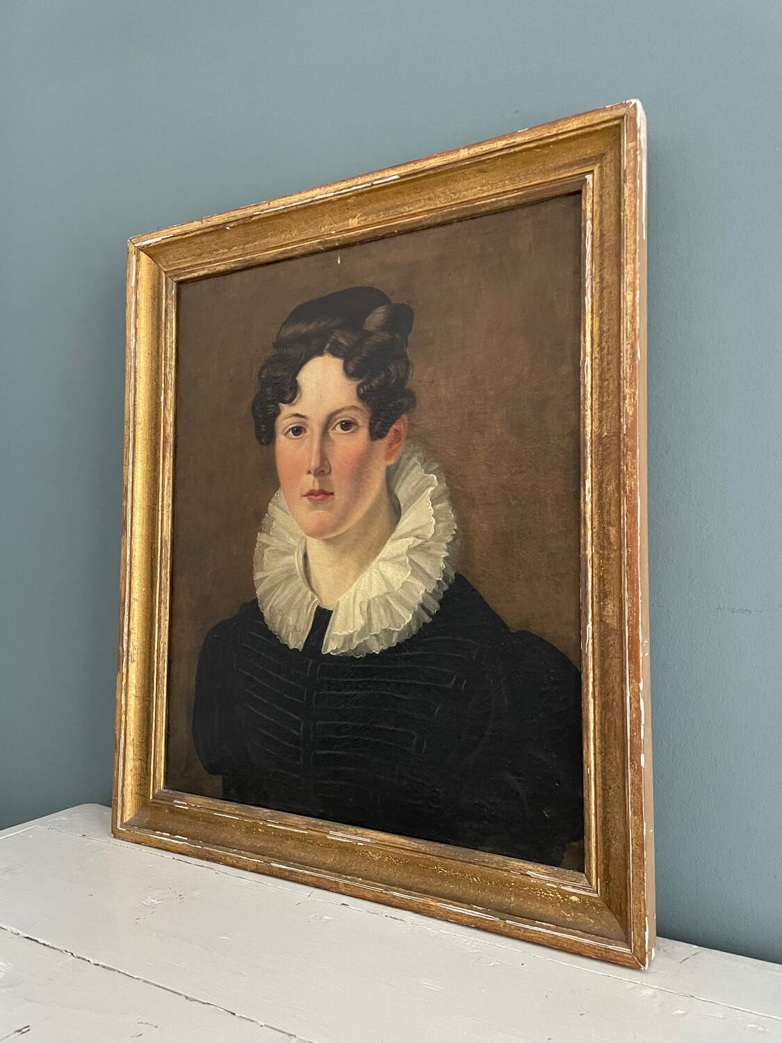 Oil on canvas, portrait of a woman around 1830