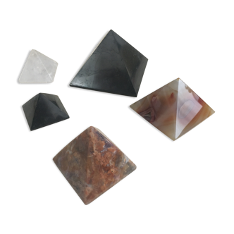Lot of 5 semi-precious stone pyramids
