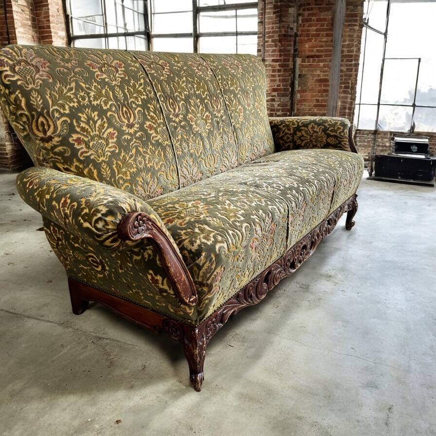 Vintage baroque chair with a rich floral pattern