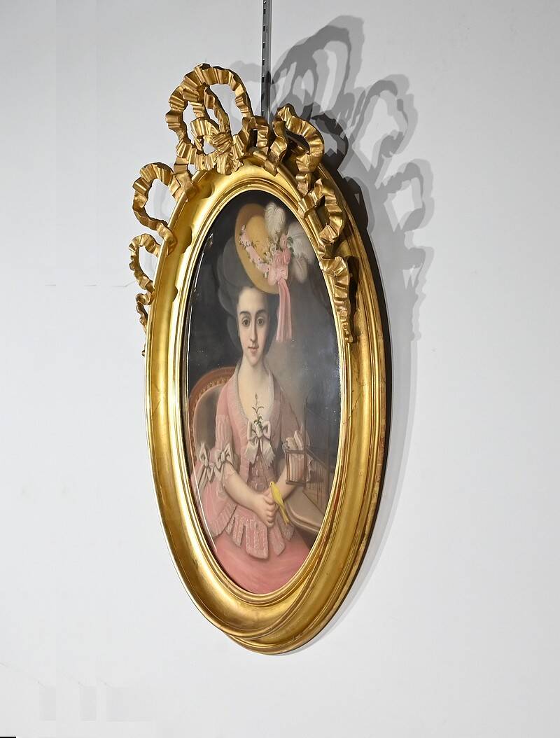 Important Pastel “The Girl with the Canary”, 19th century French school