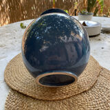 Vase boule bleu