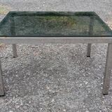 Coffee table glass and chrome metal