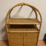 Rattan shelf cabinet from the 1980s'
