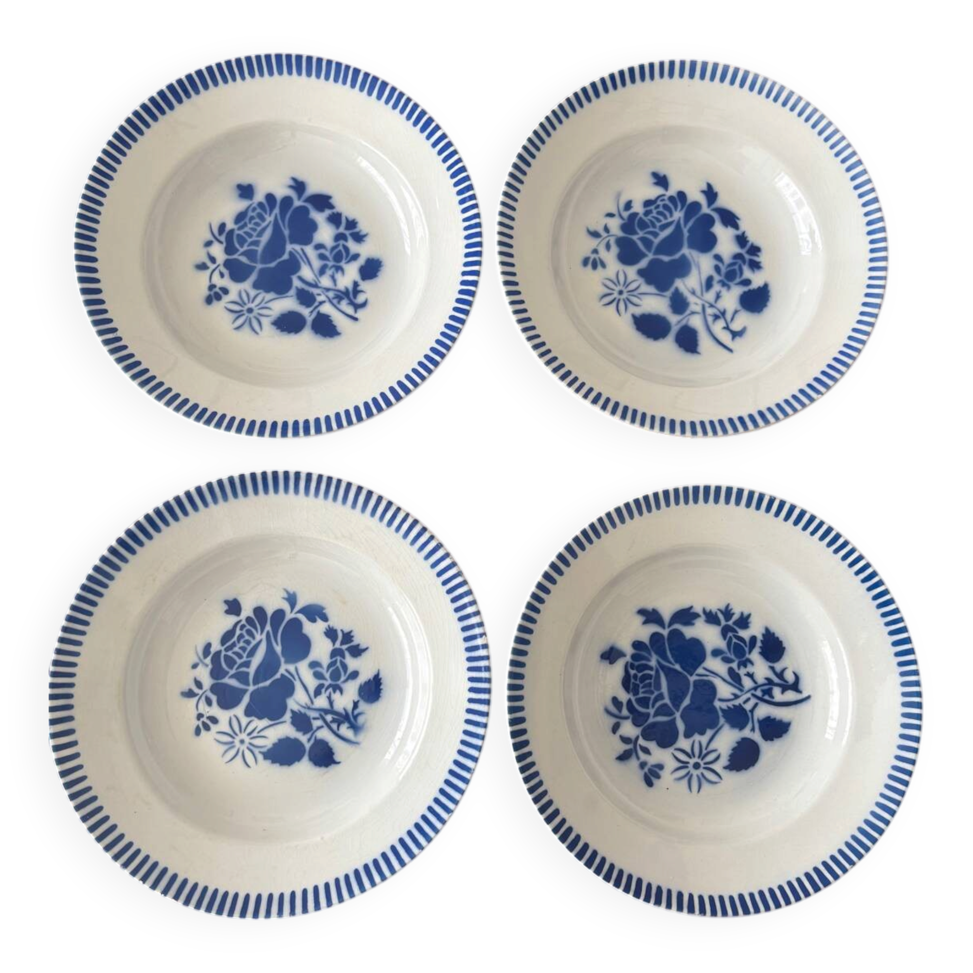 Vintage Luneville deep plate set model Évian – floral decoration