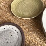 Set of 2 dishes and 2 plates in stoneware from the 70s and 80s