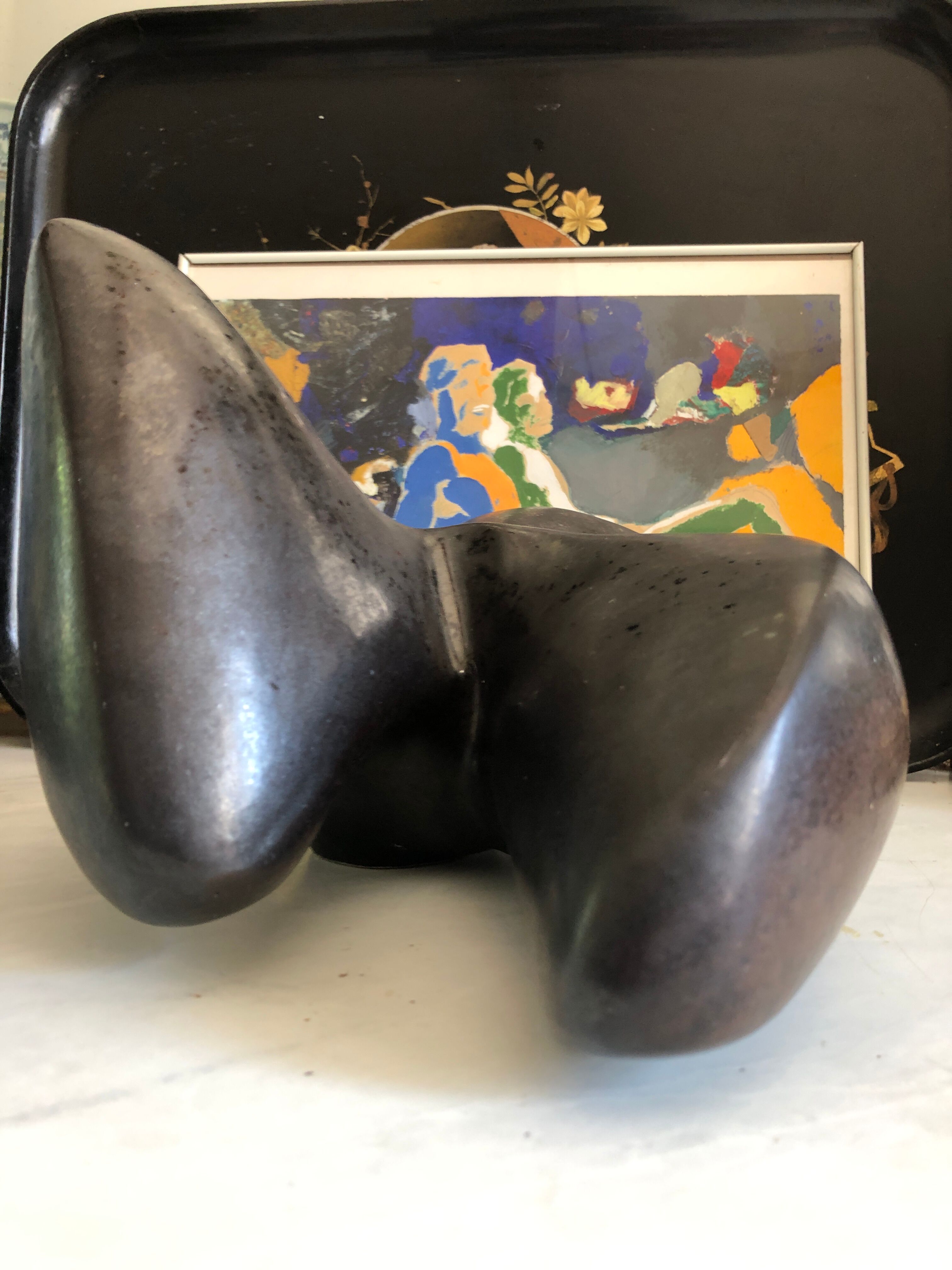 Black Ceramic/Female Nude/signed Tim Orr 1961/Mid century/Vintage
