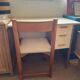Vintage wooden chair with cream white corduroy seat