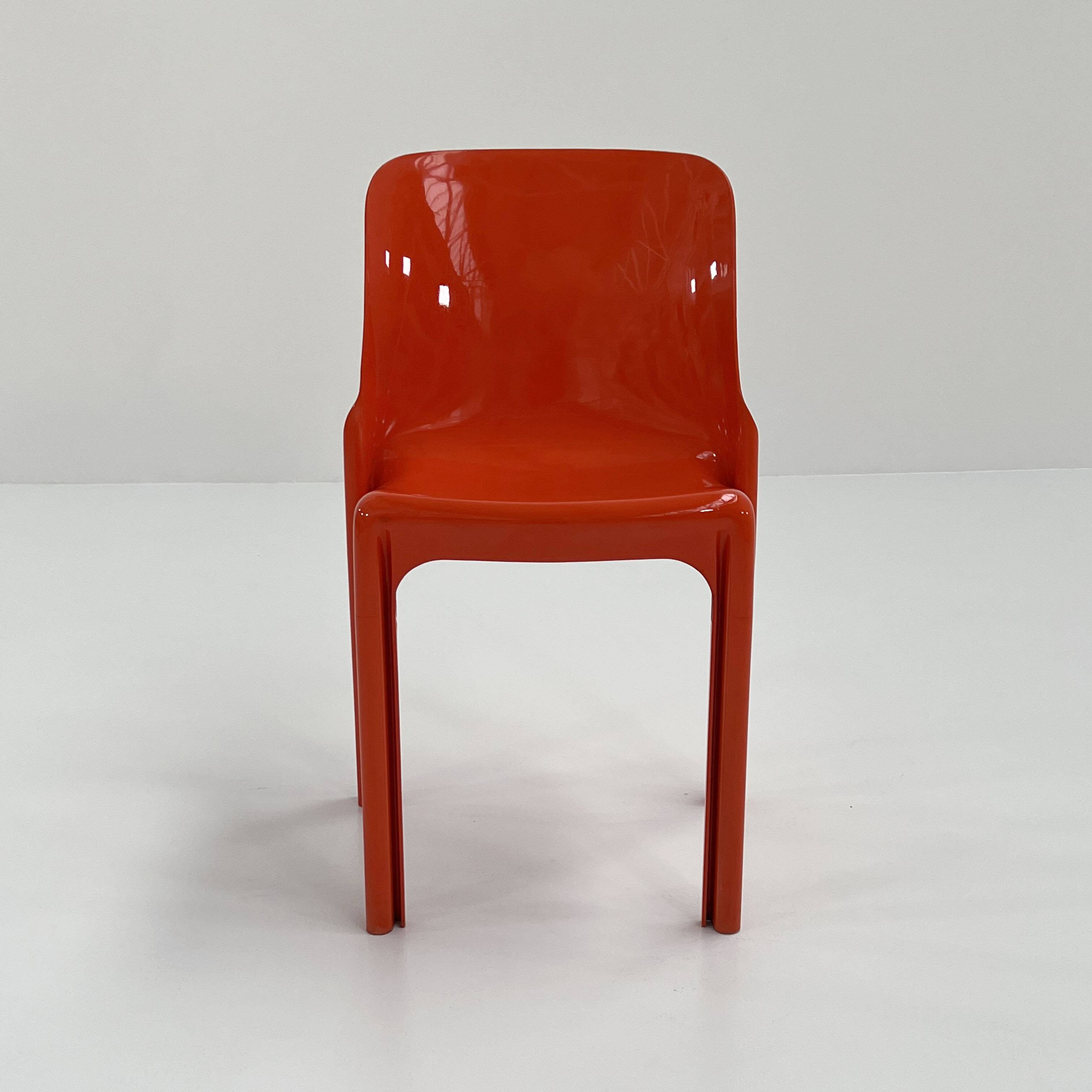 Selene Orange Chair by Vico Magistretti for Artemide, 1970