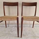 Pair of Danish chairs in teak and rope