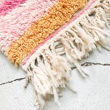 Moroccan Berber carpet beni ouarain pink mottled with colorful patterns and engraved 294x250cm