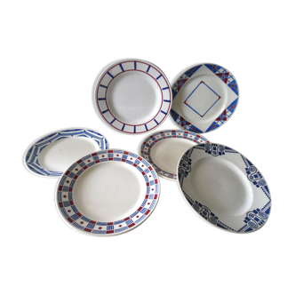 6 mismatched plates