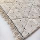 Moroccan berber carpet blessed ouarain ecru with black polka dots and diamonds engraved 150x102cm