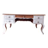Bureau bois massif peinture patinée blanche