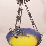 Art Deco yellow pendant light by G.V. de Croismare, Muller Frères, France, 1920s