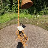 Louis Sognot floor lamp from the 50s in rattan