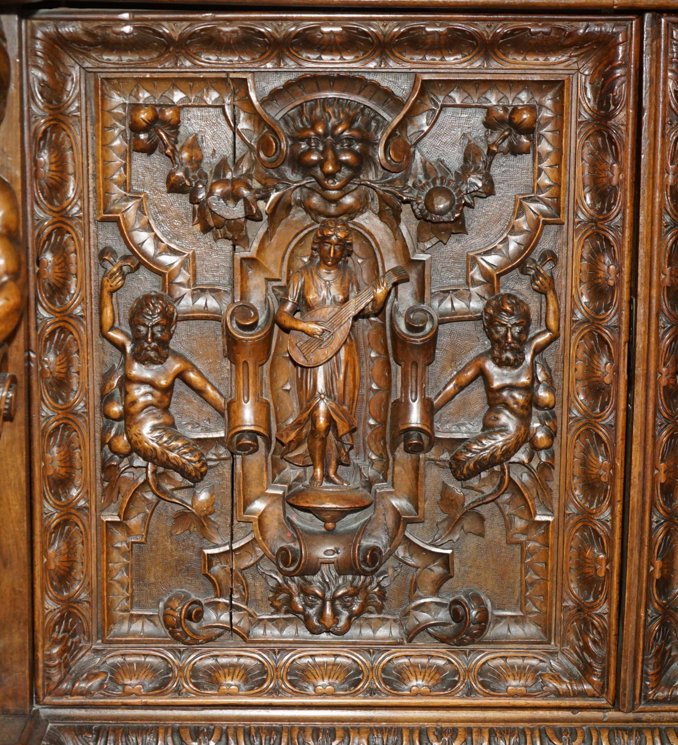 French walnut buffet sideboard, decorated, circa 1850.