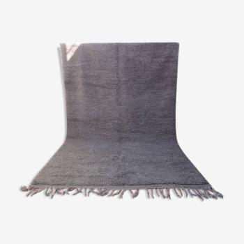 Tapis gris uni Beni Ouarain en LAINE marocain berbere 288 x 195 cm