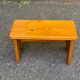 Small rectangular farmhouse stool in solid oak from the 1960s for children.