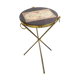 Small Italian brass and wood tripod coffee table from 50s