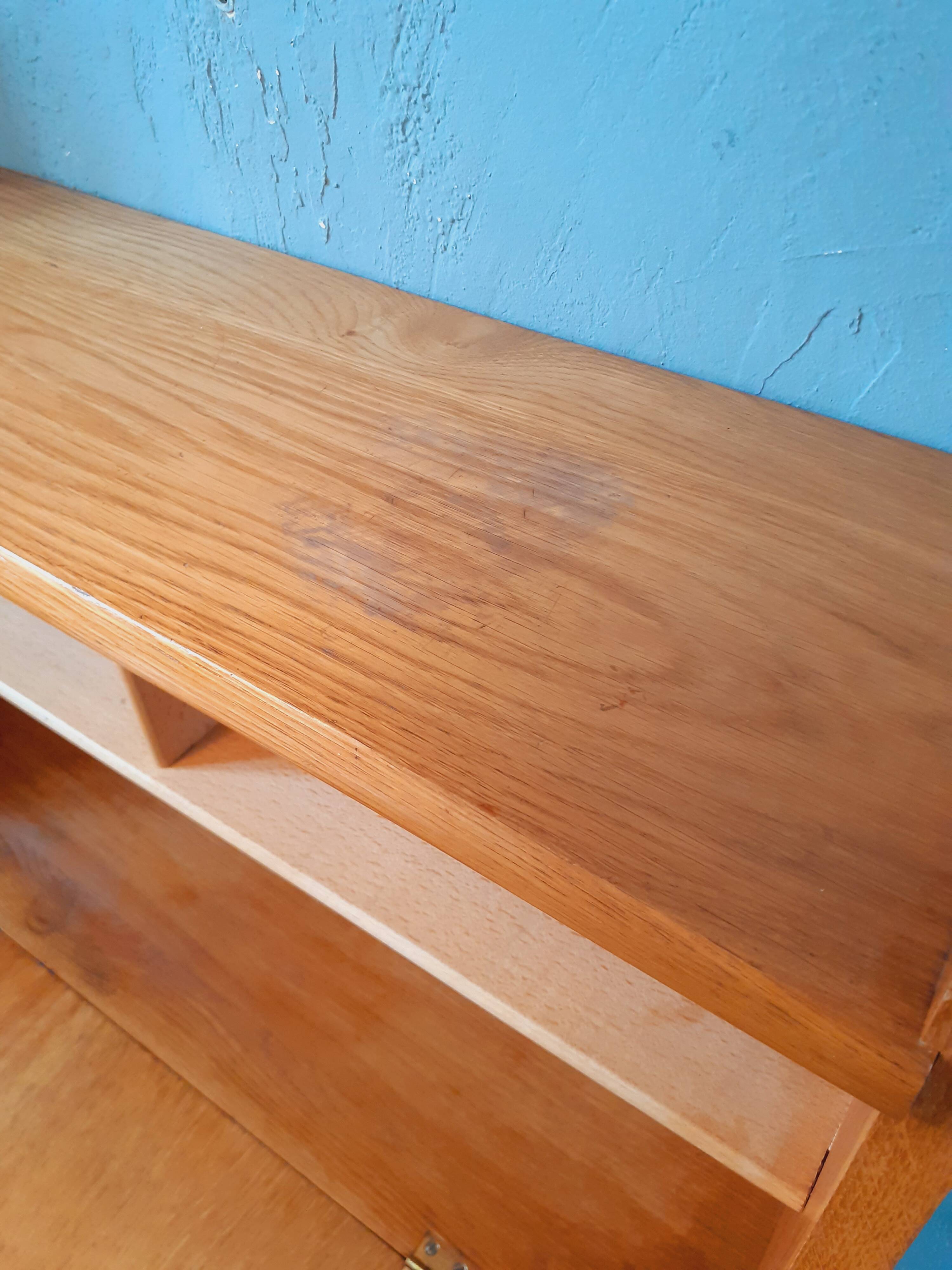 Wall-mounted oak desk from the 1950s.
