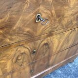 Louis-Philippe chest of drawers in burr walnut with pink marble – 19th century