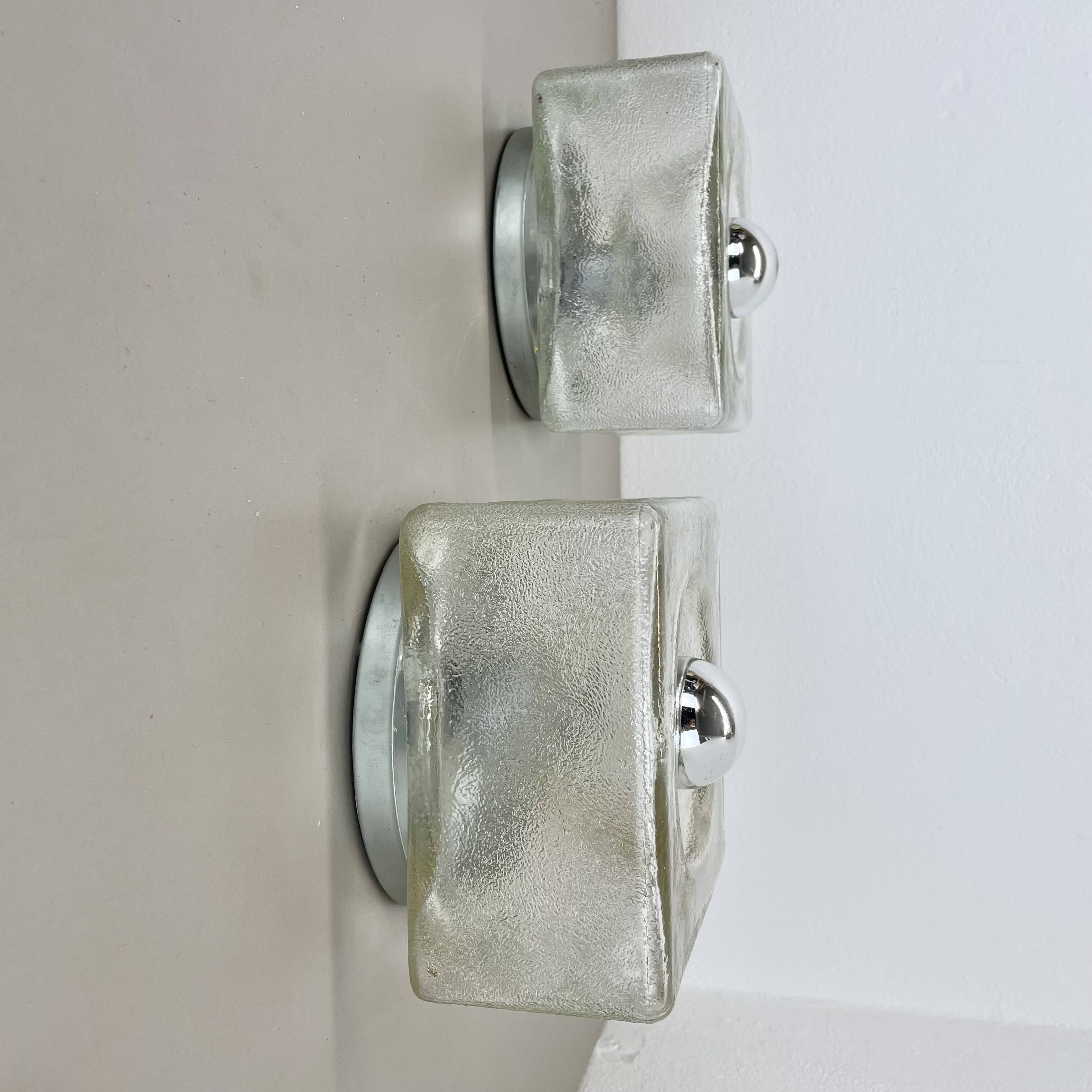 set of 2 CUBIC Ice Glass Ceiling Light, by J. T. Kalmar Lights, Austria