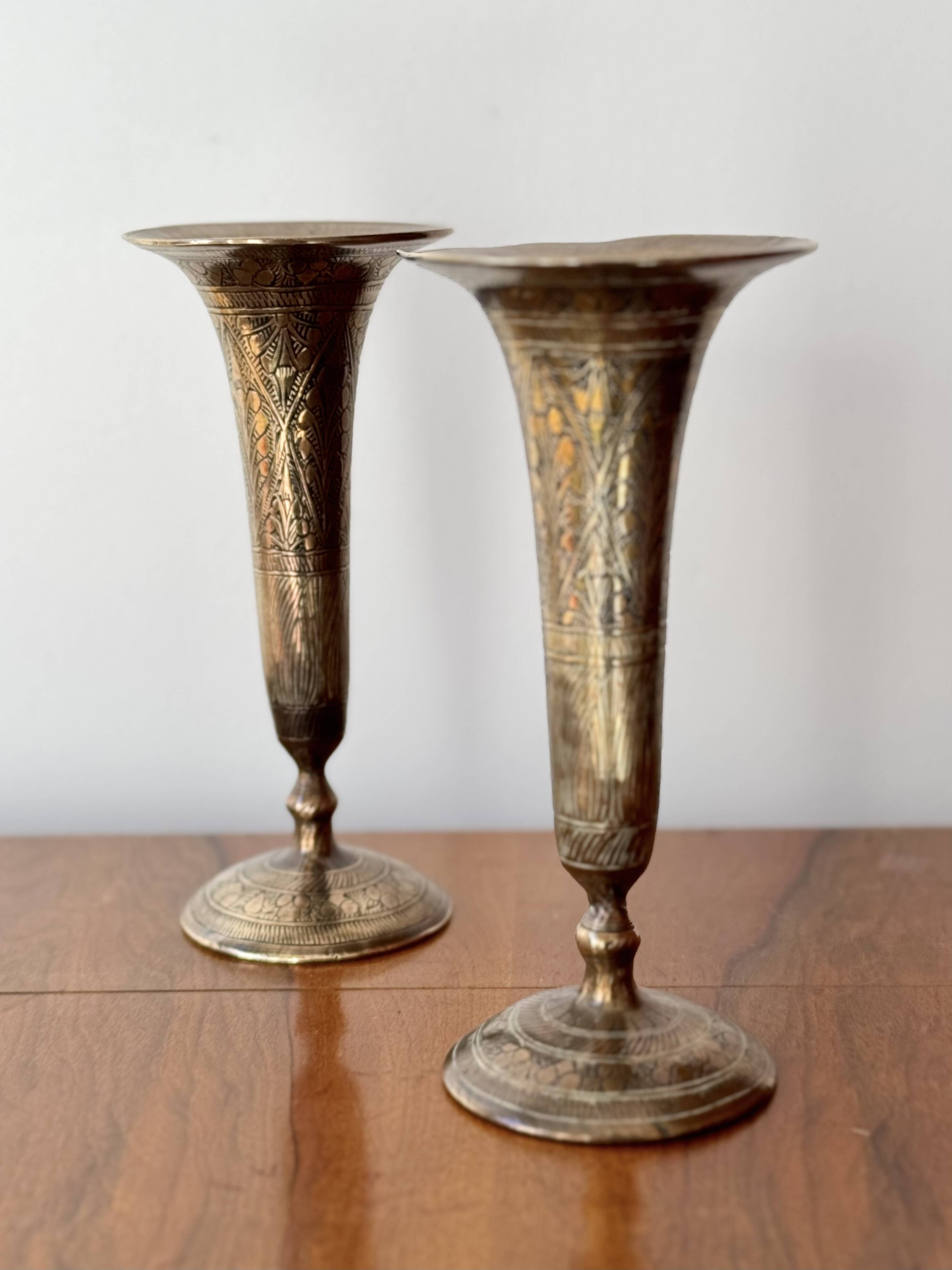Pair of Decorative Brass Vases