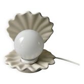 Lampe coquillage en céramique et opaline, années 70-80
