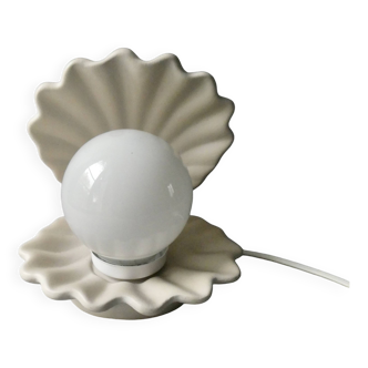 Ceramic and opaline shell lamp, 70s-80s