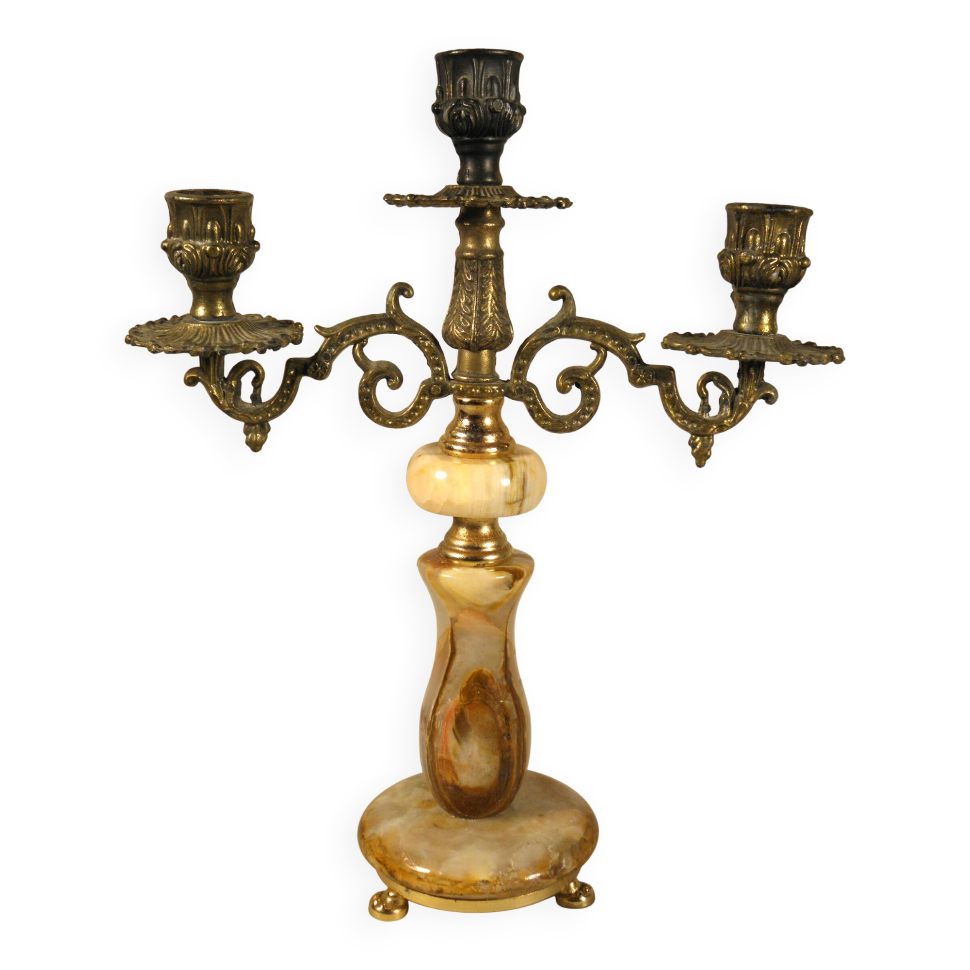 Three-light onyx chandelier