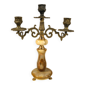 Three-light onyx chandelier