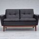 1970s, Danish 2 seater sofa, original condition, furniture leather, solid teak wood.