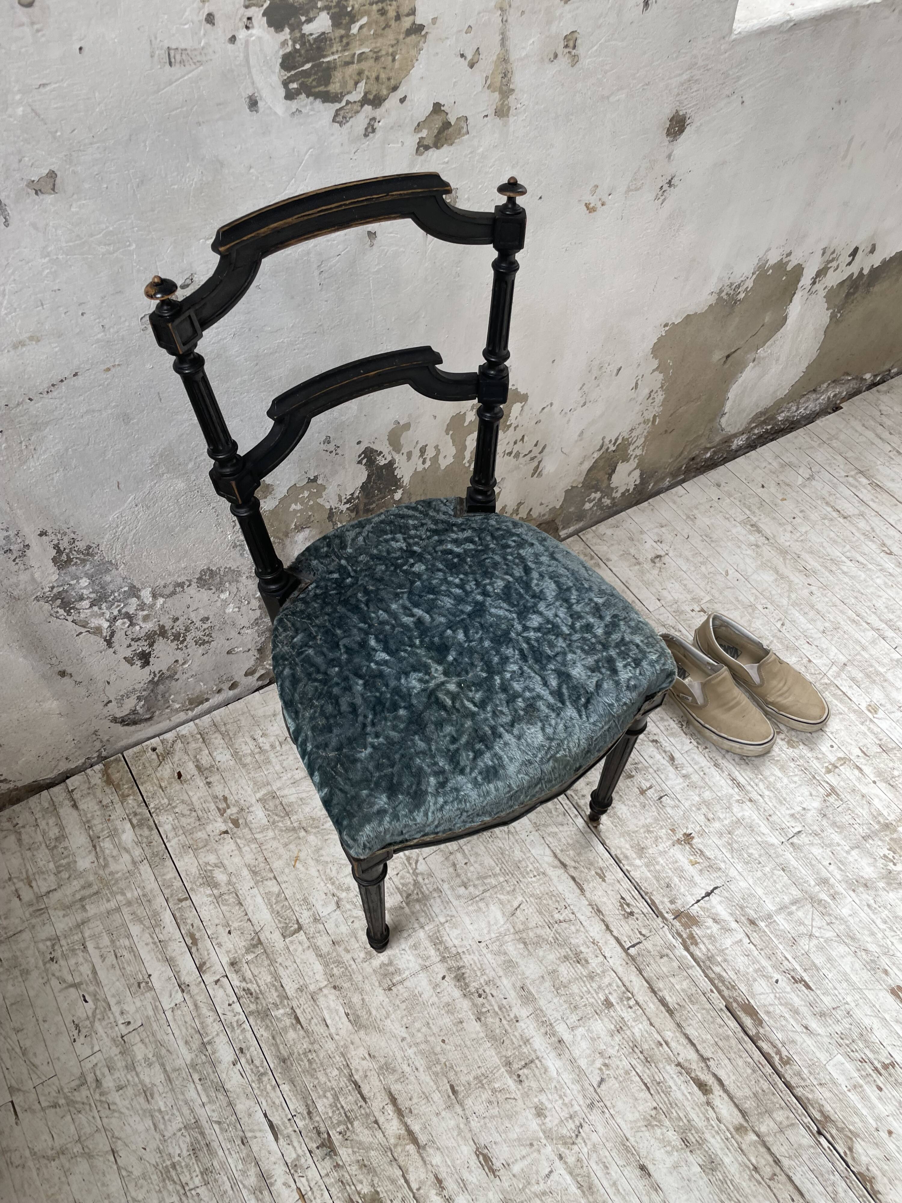 Chaise Napoléon 3 velours bleu