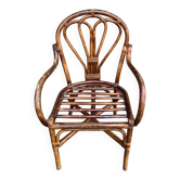 Fauteuil en rotin vintage / bambou teinté — Style Boho 70s