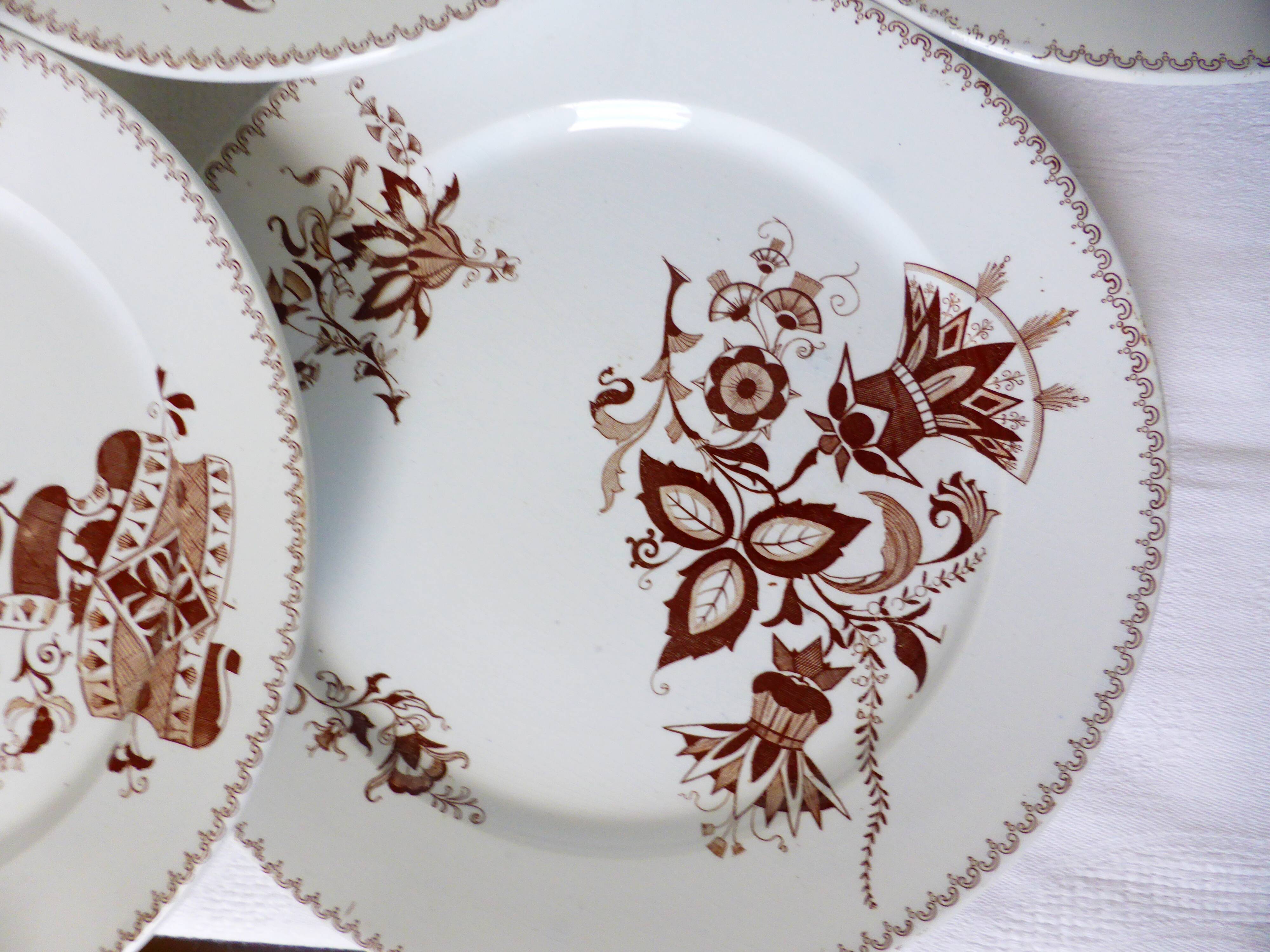Lot de 6 assiettes plates vintage de Sarreguemines modèle Danois 210412