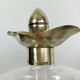 Blown glass carafe with silver frame and cap