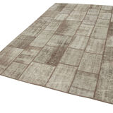 Handwoven oriental overdyed 202 cm x 297 cm brown patchwork carpet