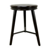 Industrial metal and wood tripod stool