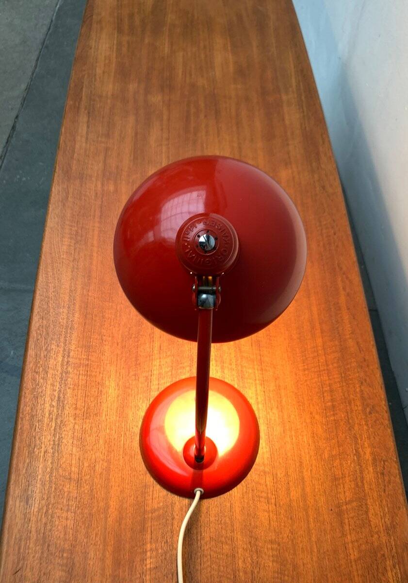 Red German table lamp mid-century 6556 by Christian Dell for Kaiser Idell, 1960s