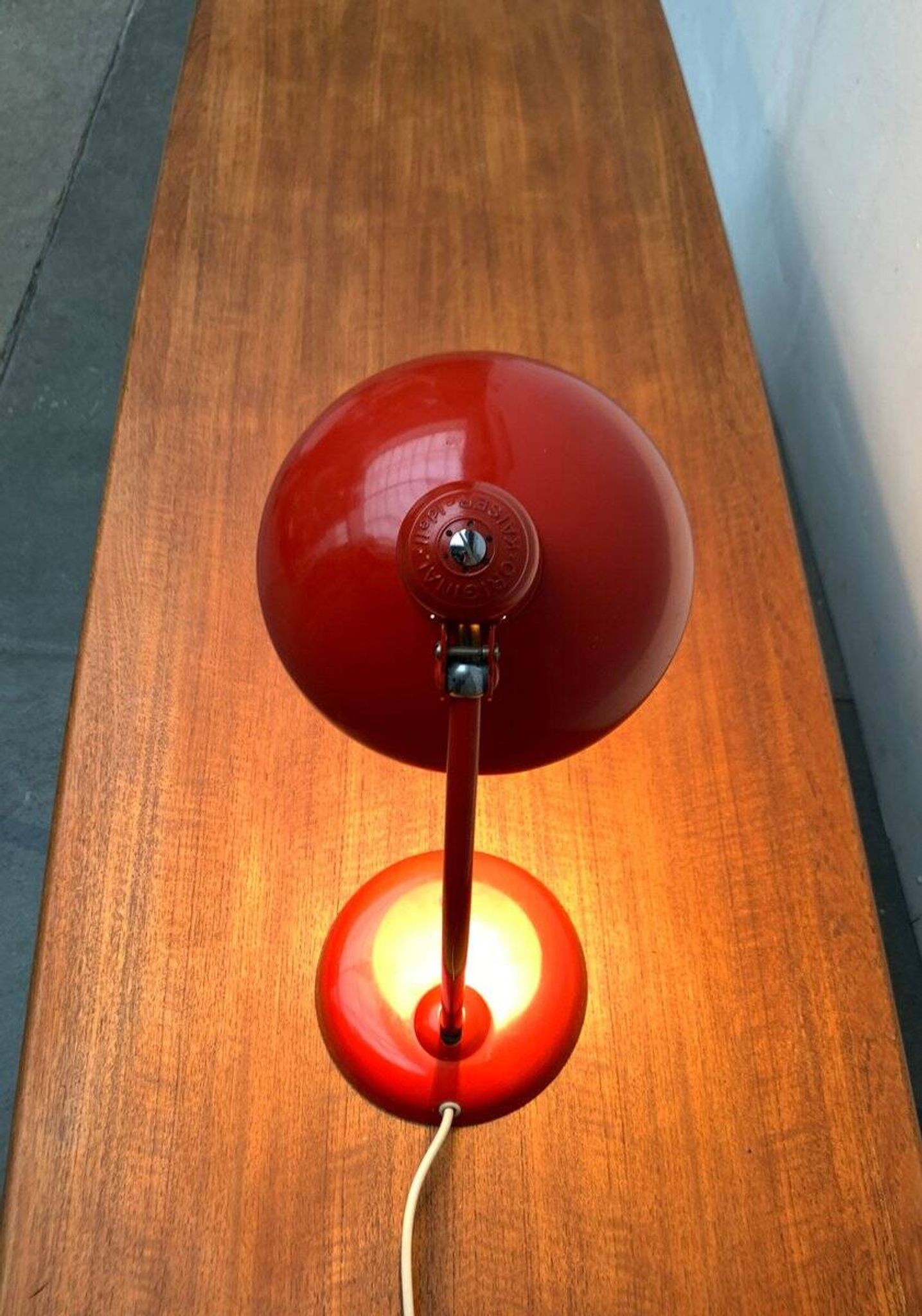Red German table lamp mid-century 6556 by Christian Dell for Kaiser Idell, 1960s