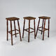 Ensemble de 3 tabourets de bar en chêne et paille du milieu du siècle, années 1960