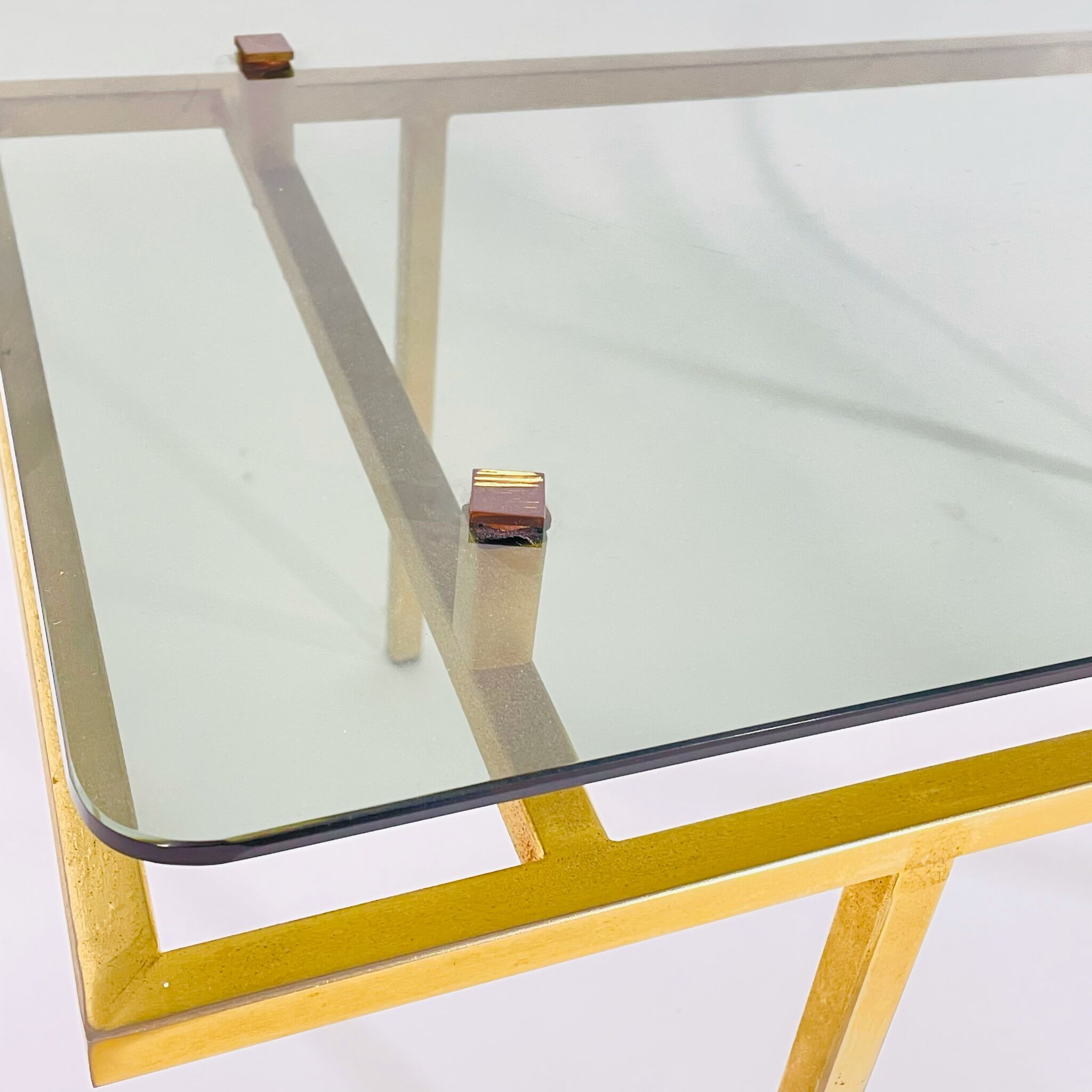 Brass coffee table and smoked glass, France 1960's
