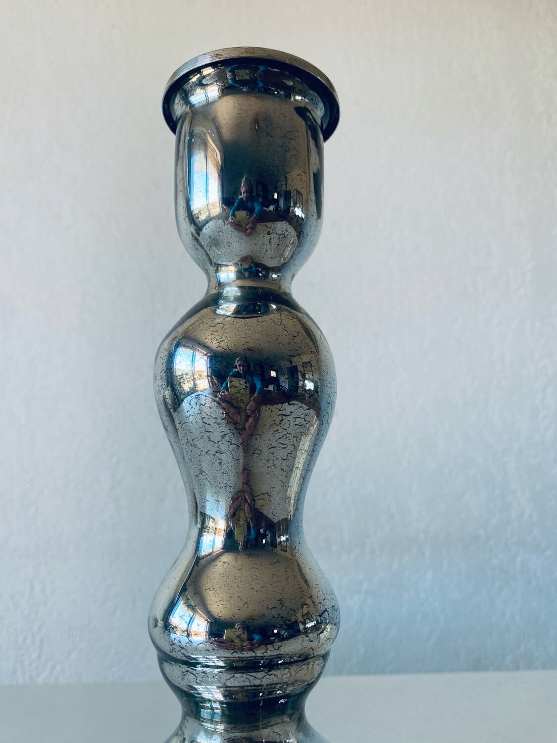 Eglomise glass candle holder