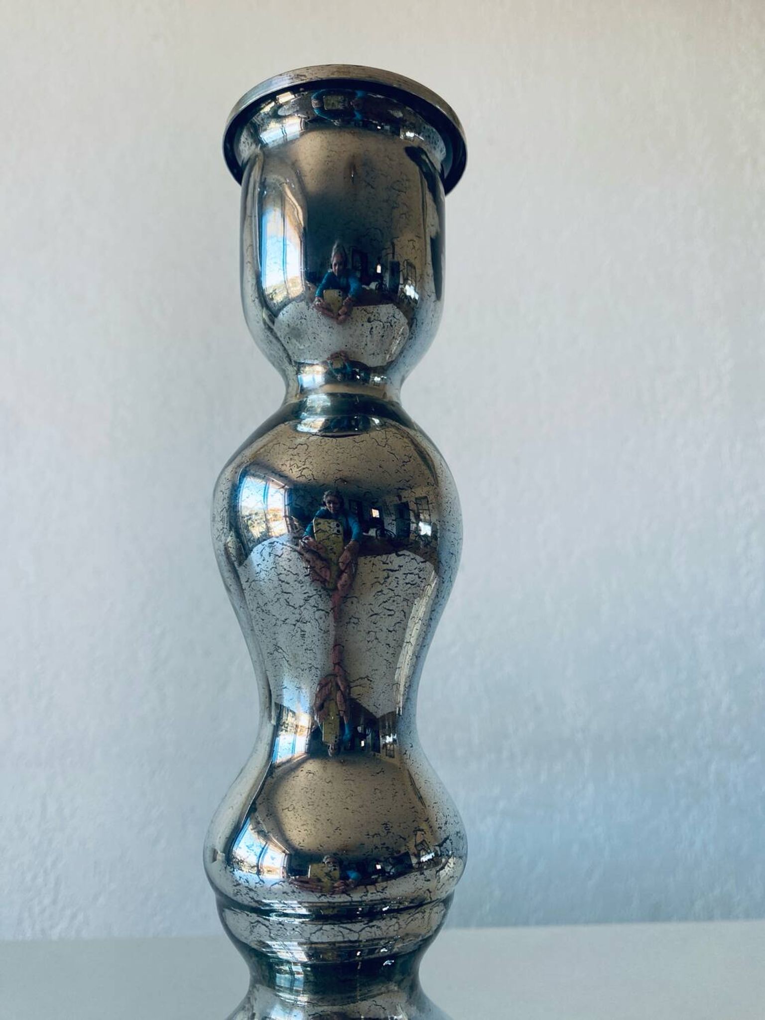 Eglomise glass candle holder