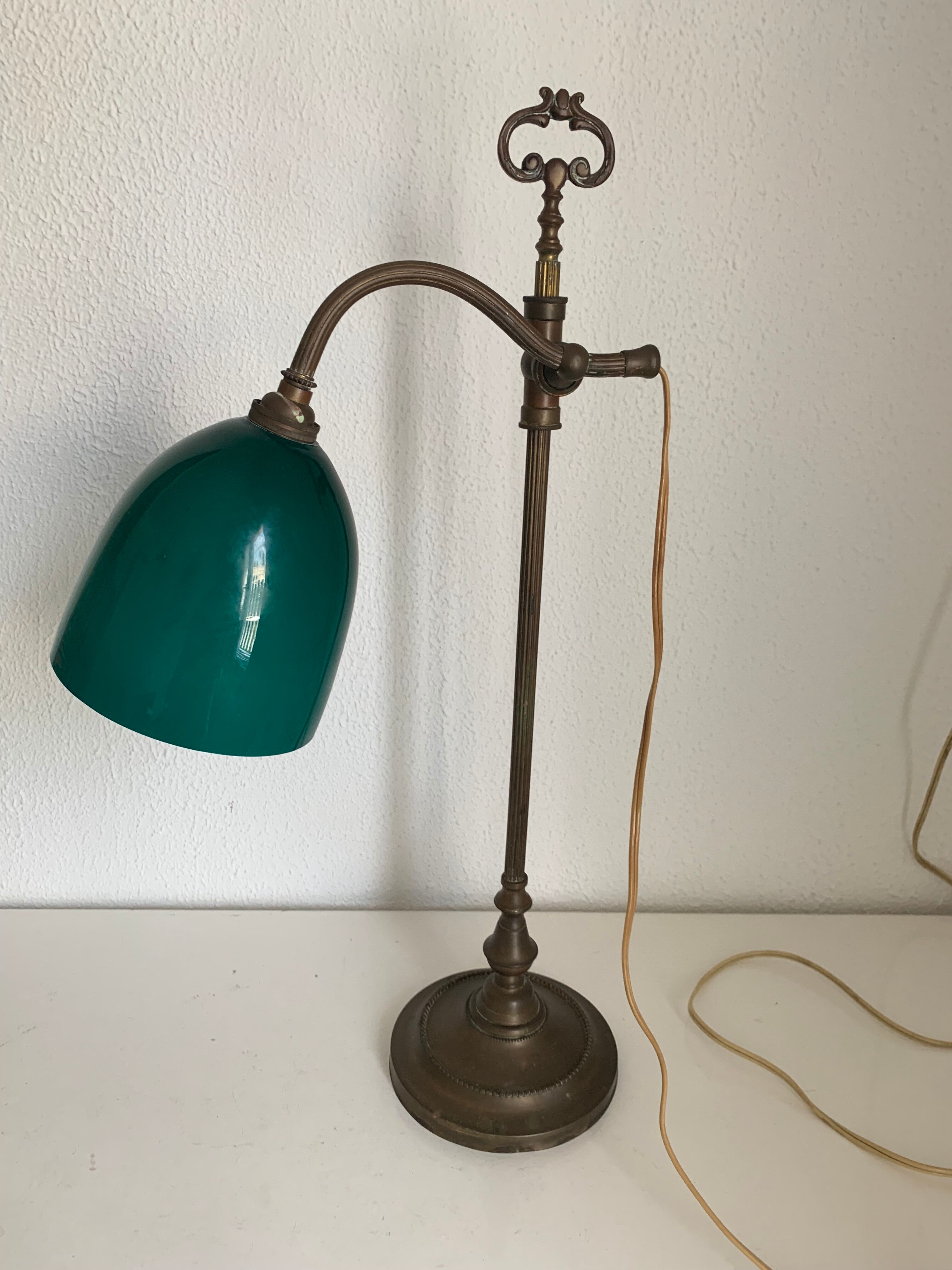 Vintage lamp 1900 celadon jeweler workshop brass - 56 cm