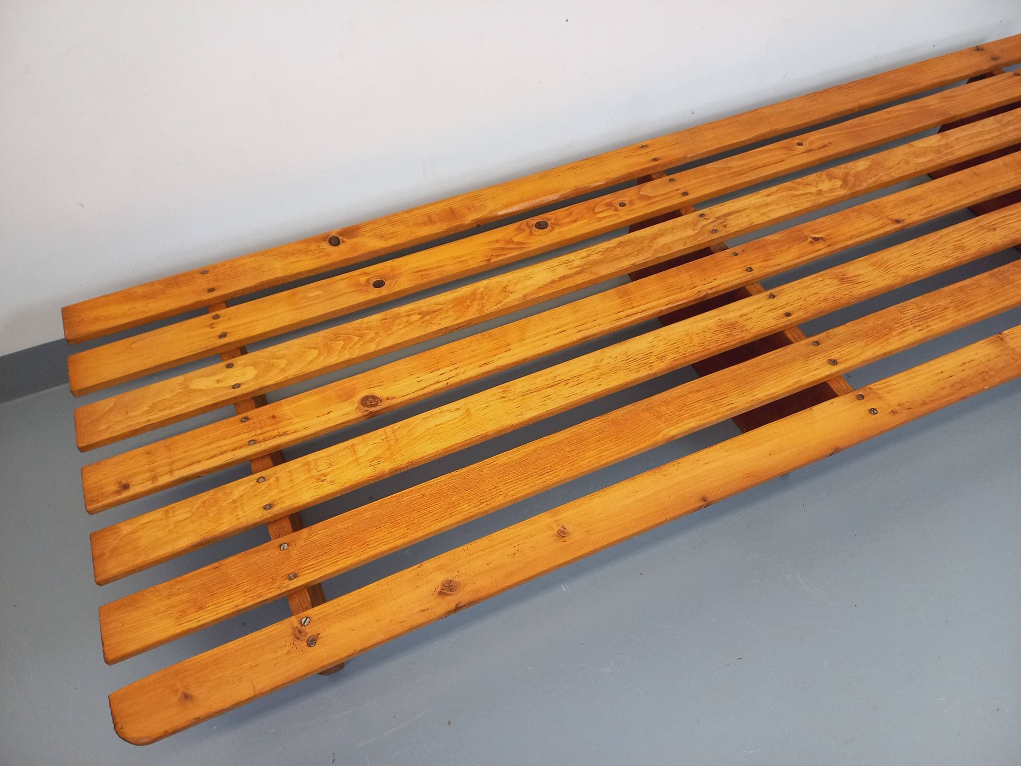 Pair of vintage  Perriand style  pine benches