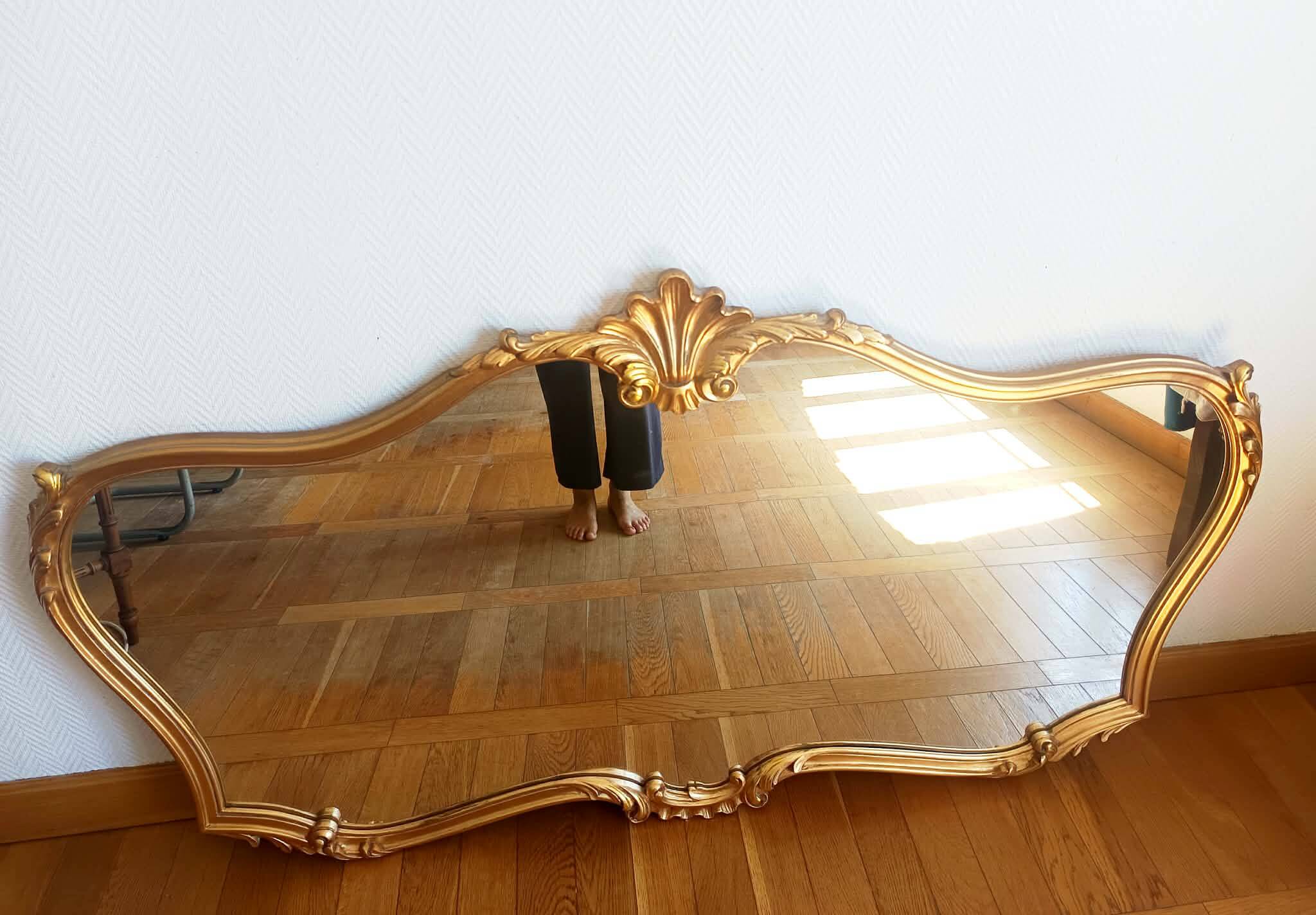 Grand miroir bois doré style Louis XV 166cm