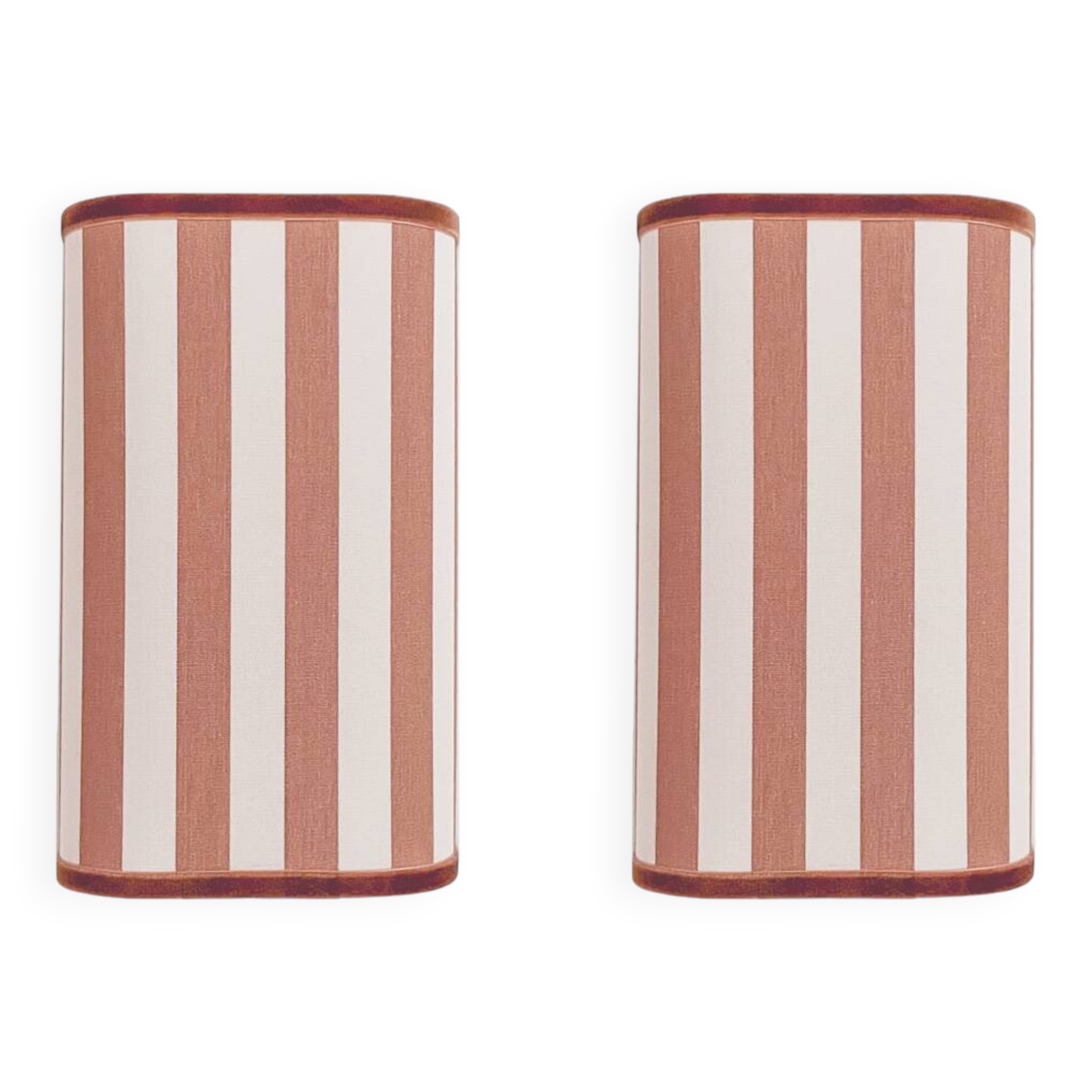 Pair of terracotta striped fabric wall sconces